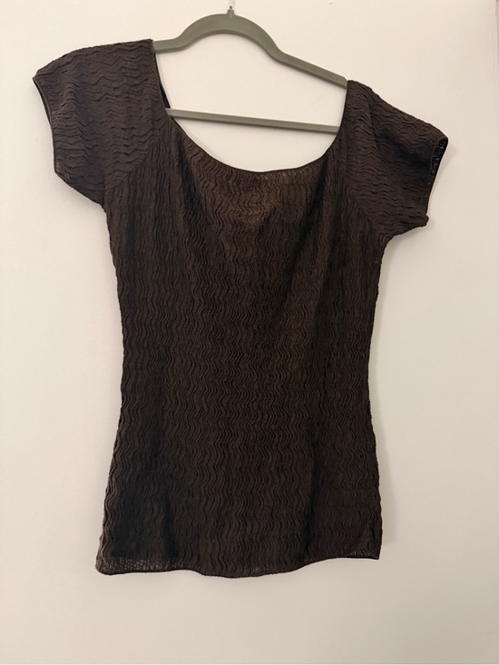 Zara Tops - Zara Brown Short Sleeve Textured Scoop Neck Top